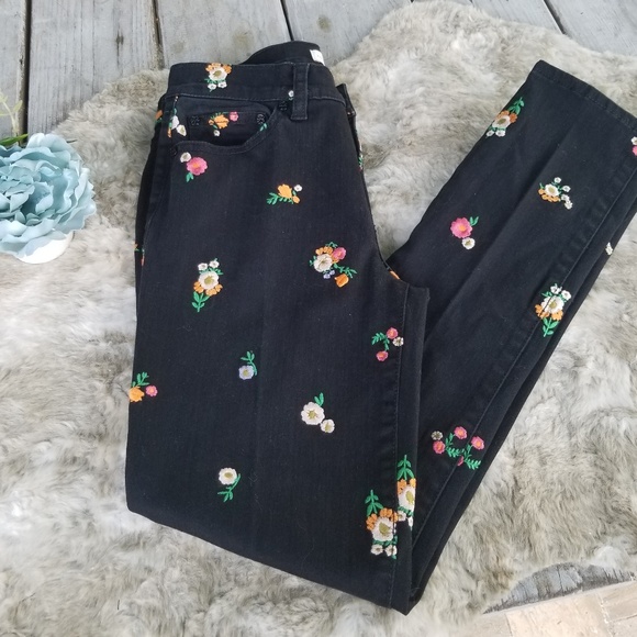 Tory Burch Denim - Tory Burch   black floral jeans size 24